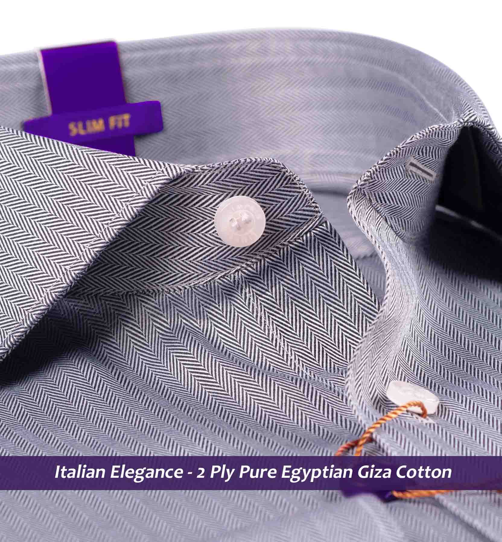 Duchamp- Anchor Grey Herringbone Stripe- 2 Ply Pure Egyptian Giza Cotton