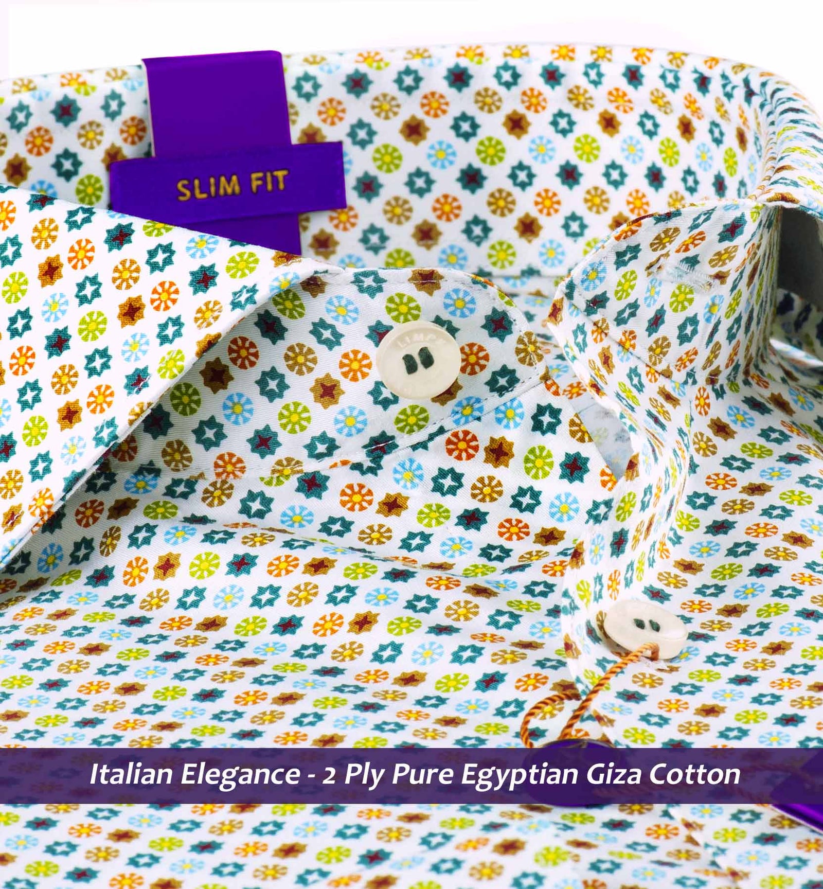 Estonia- Teal Green & Orange Print