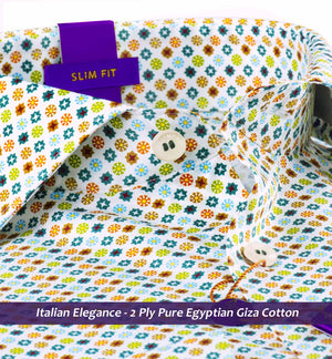 Estonia- Teal Green & Orange Print