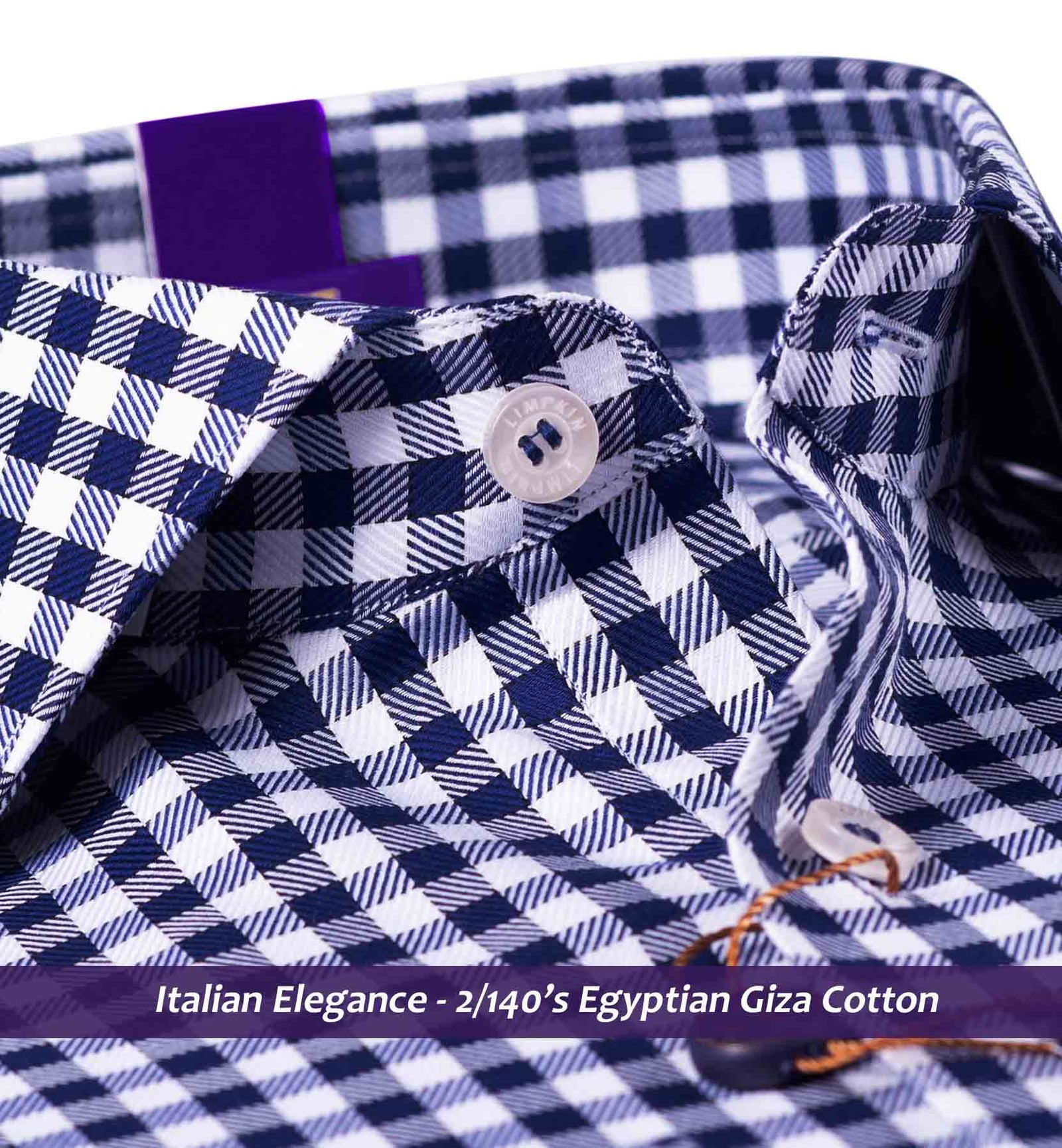 Columbus- Navy & White Magical Gingham Check- 2/140 Egyptian Giza Cotton