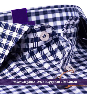 Columbus- Navy & White Magical Gingham Check-Buy Online Premium Shirts