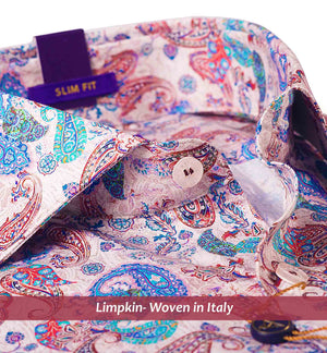 Palermo- Burgundy & Teal Paisley Print