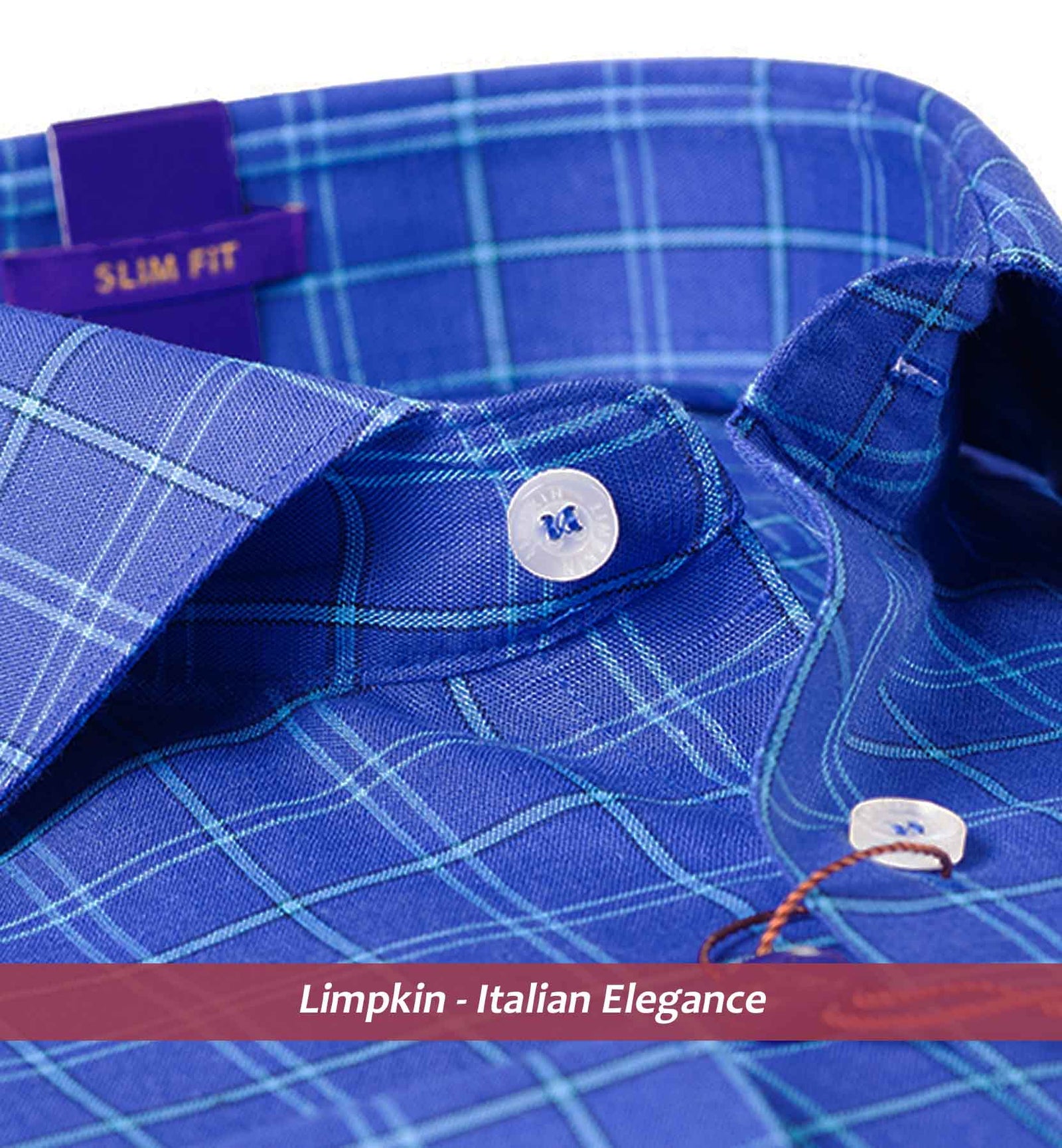 Warwick- Persian Blue Check- Cotton & Linen Blend