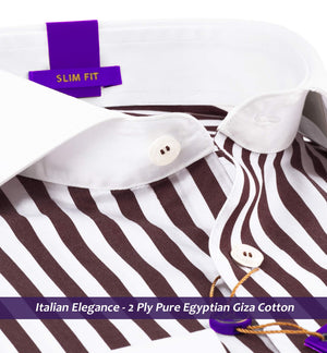 Stolin- Mulberry Burgundy Stripe with White Collar