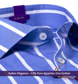 Manhattan- Cobalt Blue & White Magical Stripe