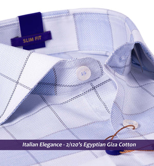 Pamplona- Azure Blue & White Check