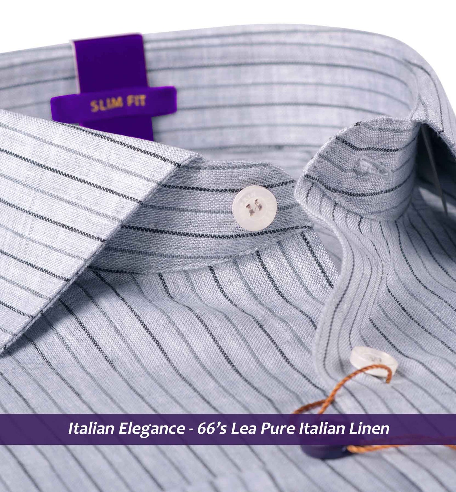 Palmdale- Steel Grey & Anchor Grey Stripe - 66's Lea Pure Luxury Linen