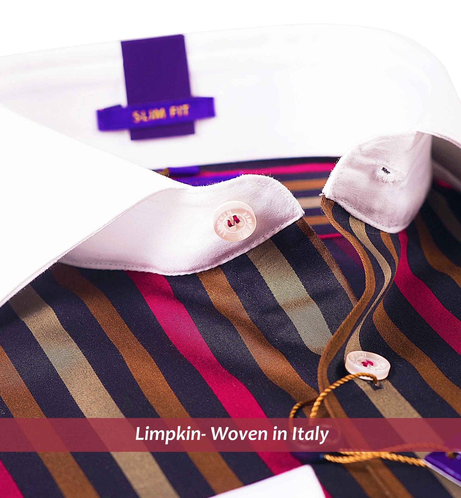 Montreal - Burgundy & Beige Stripe- White Collar