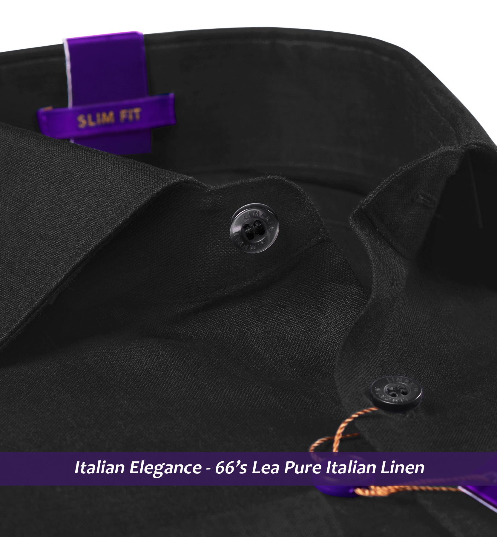 Barcelona- Ebony Black Solid Linen- 66's Lea Pure Italian Linen