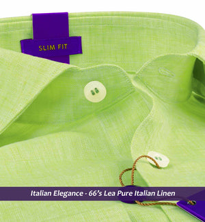 Cardiff- Lime Green Solid Linen- 66's Lea Pure Italian Linen