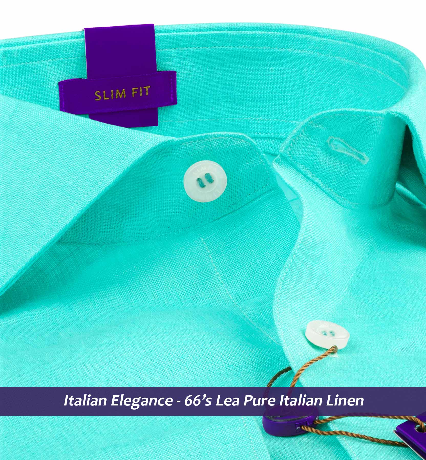 Fribourg- Turquoise Solid Linen- 66's Lea Pure Italian Linen