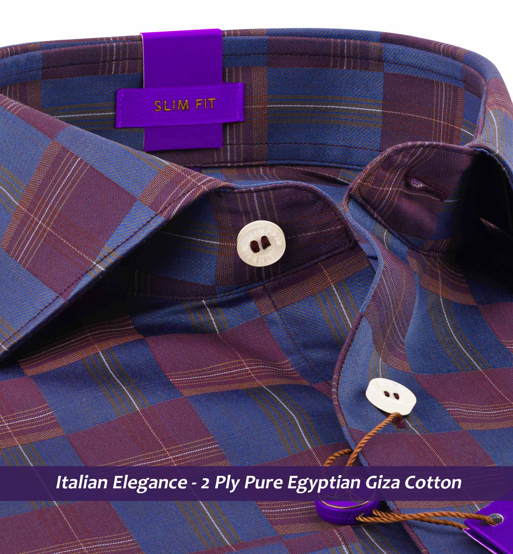 Vicenza- Prussian Blue & Maroon Check