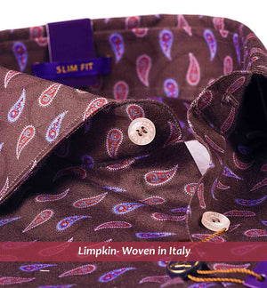 Brown  Purple Magical Paisley Print-Buy Online Shirts-Italian Elegance