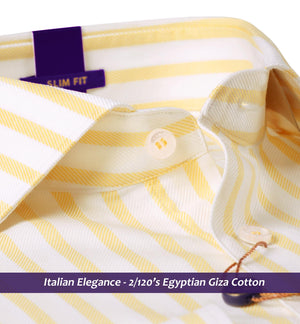 Hempstead- Daffodil Yellow Stripe- Buy Online Premium Shirts- Italian