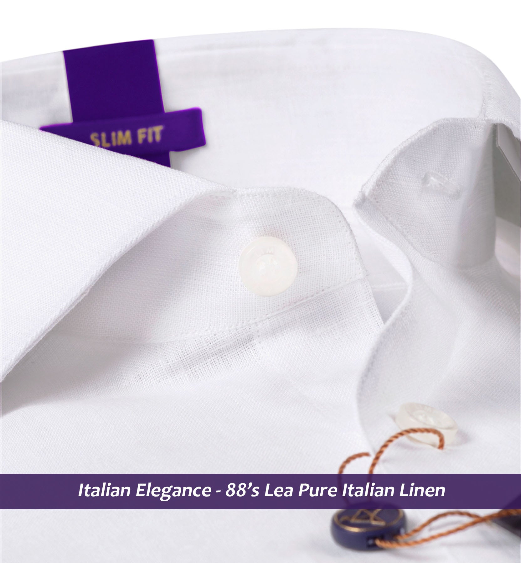 Vatican- Pristine Pure Solid White Linen- 88's Lea Pure Italian Linen