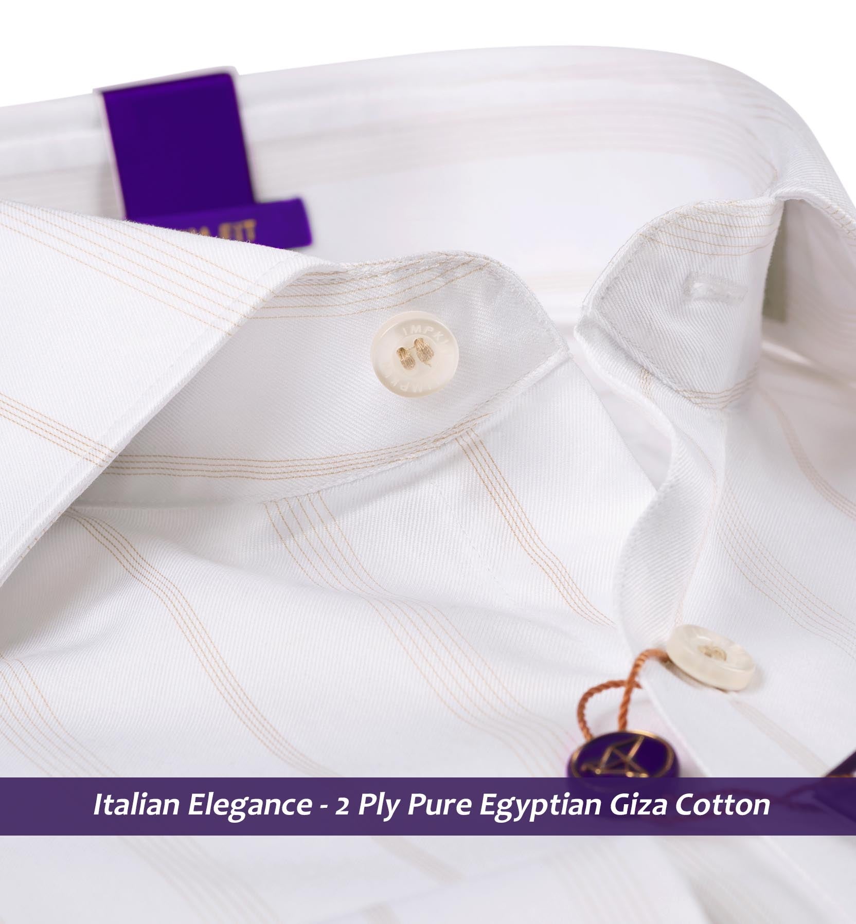 Oldham- British Tan & White Pinstripe - 2 Ply Pure Egyptian Giza Cotton