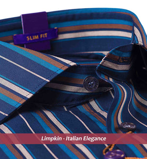 Omaha- Navy & Beige Stripe