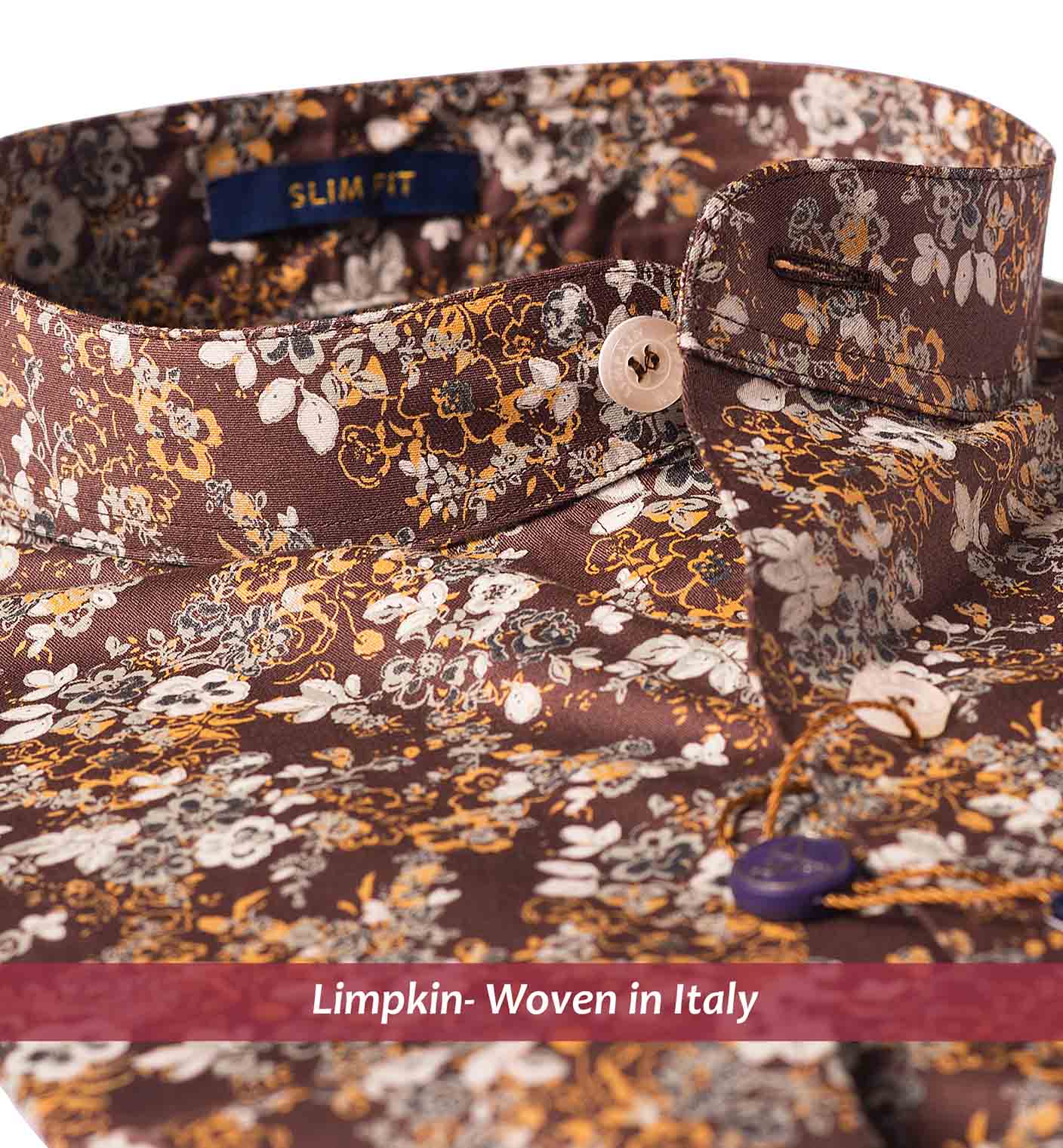 Brown & Beige Floral Print- Buy Online Premium Shirts-Italian Elegance