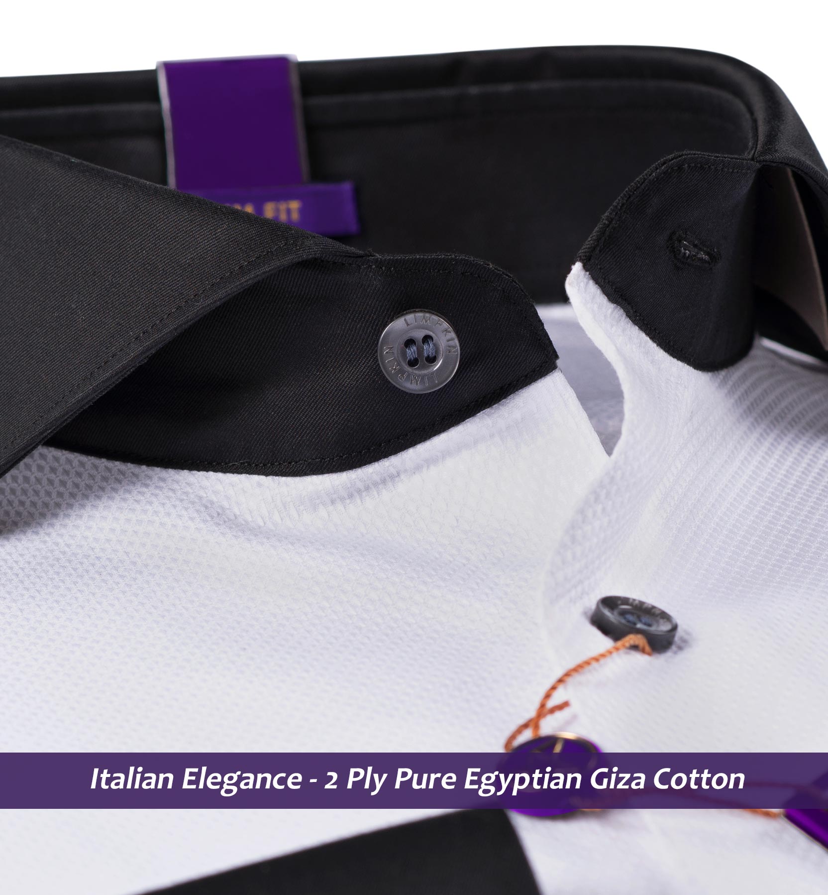 Harlem- White Structure with Black Collar- 2 Ply Pure Egyptian Giza Cotton