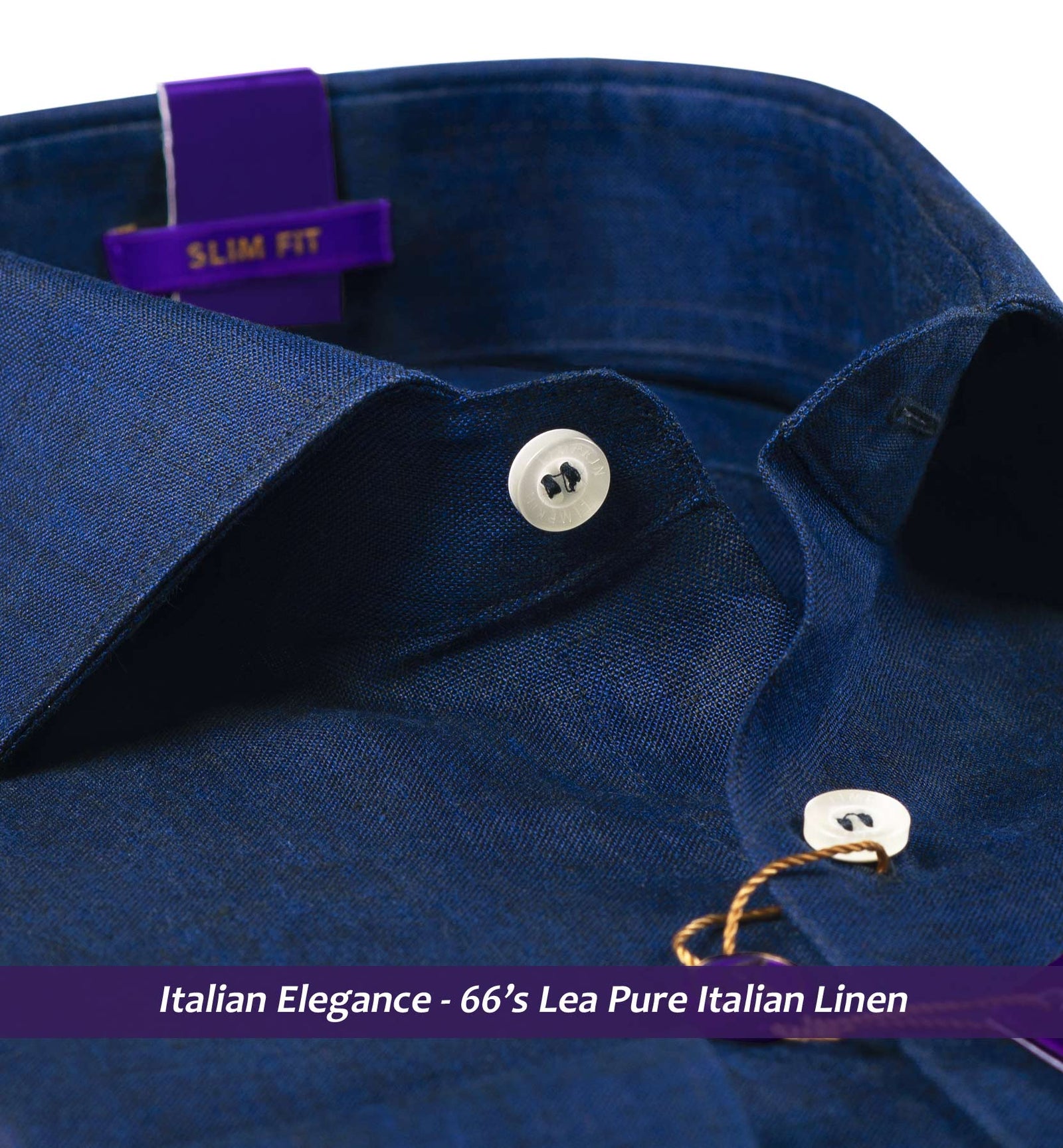 Edison- Navy Solid Linen- 66's Lea Pure Luxury Linen