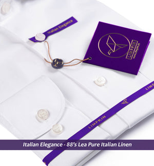 Vatican- Pristine Pure Solid White Linen- 88's Lea Pure Italian Linen