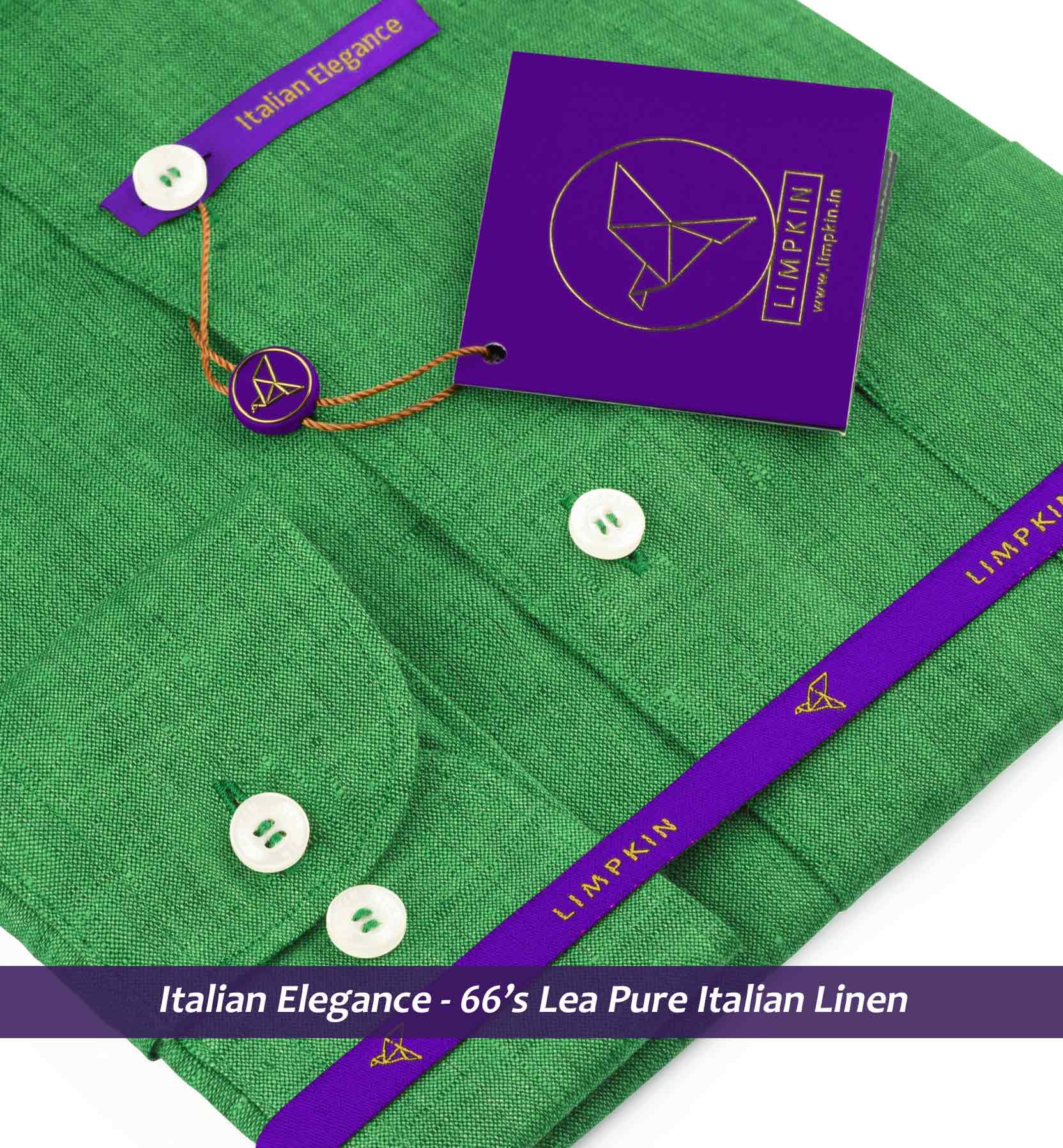 Halden- Parakeet Green Solid Linen- 66's Lea Pure Italian Linen