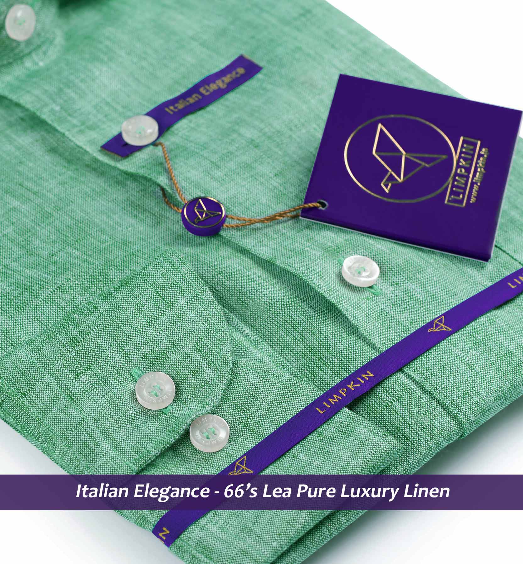 Lyon- Jade Green Solid Linen- 66's Lea Pure Luxury Linen