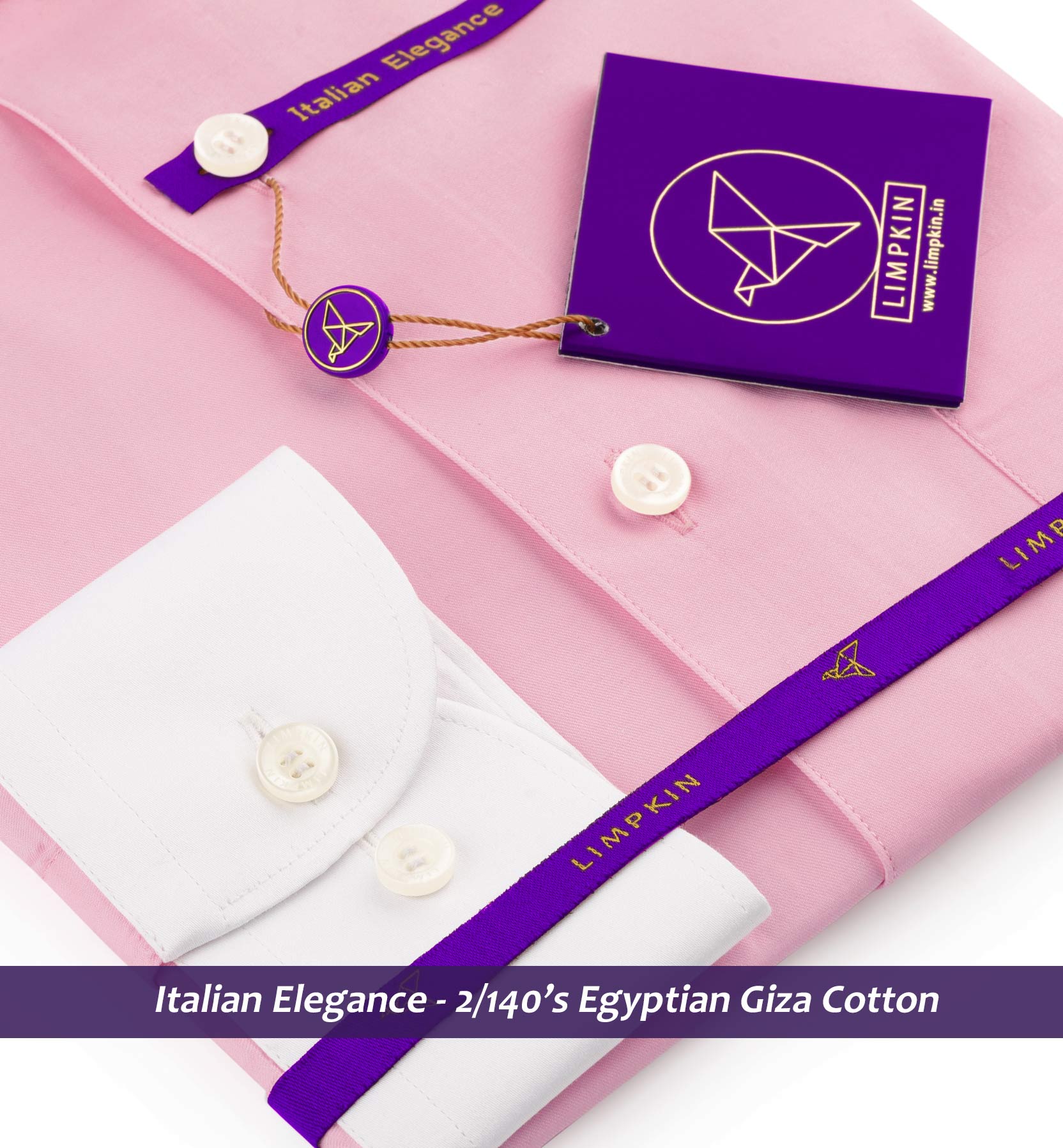 Mayfair- Flamingo Pink Solid- White Collar- 2/140 Egyptian Giza Cotton