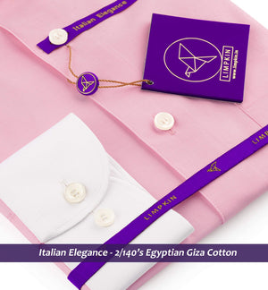 Mayfair- Flamingo Pink Solid- White Collar- 2/140 Egyptian Giza Cotton