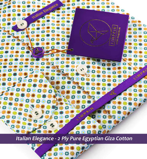 Estonia- Teal Green & Orange Print