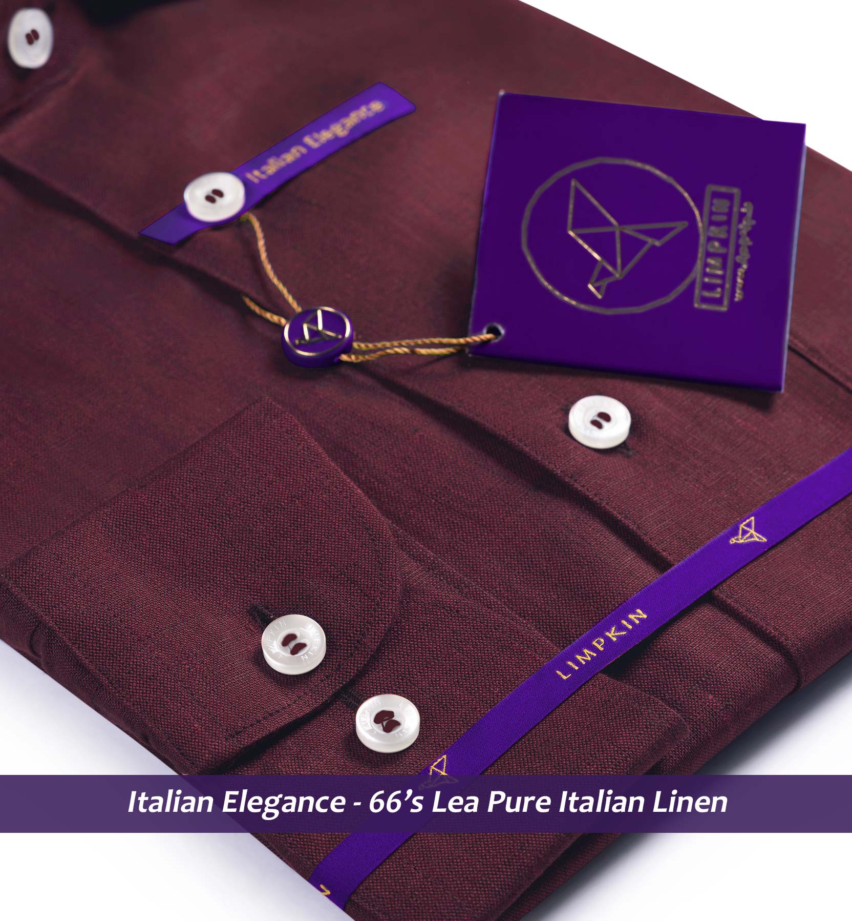 Belgrade- Merlot Red Solid Linen- 66's Lea Pure Luxury Linen