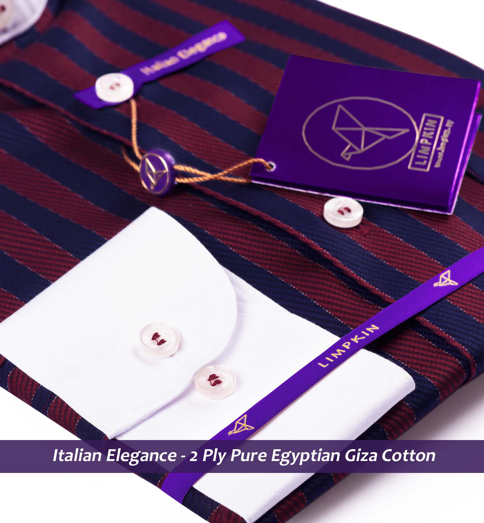 Morrison- Burgundy & Navy Stripe- White Collar