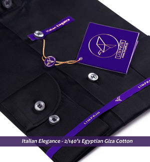 Ascona- Best Formal Black- 2/140 Egyptian Giza Cotton