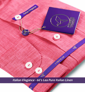 Rome- Rouge Pink Solid Linen- 66's Lea Pure Italian Linen