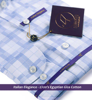 Huesca- Azure Blue & White Check