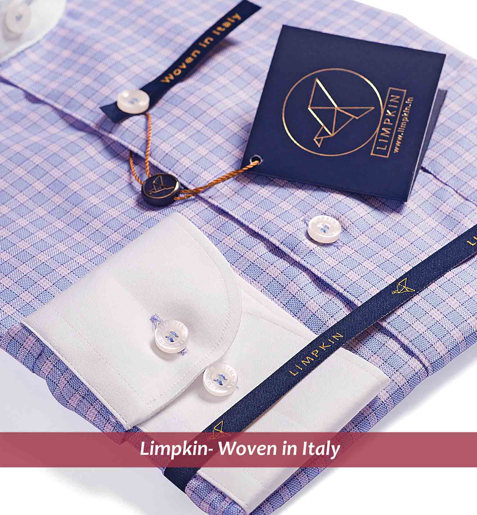 Madison- Blue & White Check- White Collar