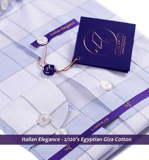 Pamplona- Azure Blue & White Check
