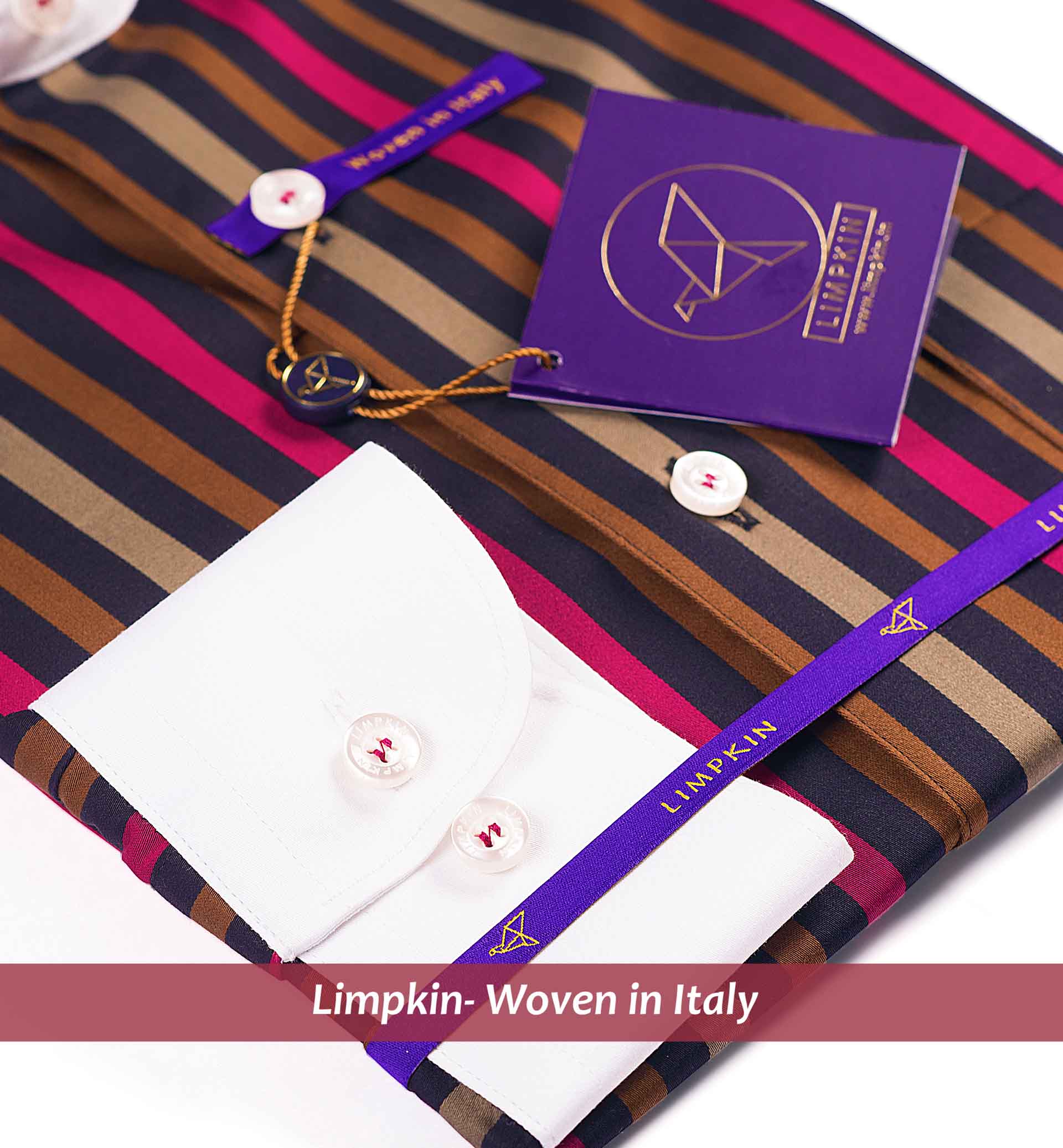 Montreal - Burgundy & Beige Stripe- White Collar