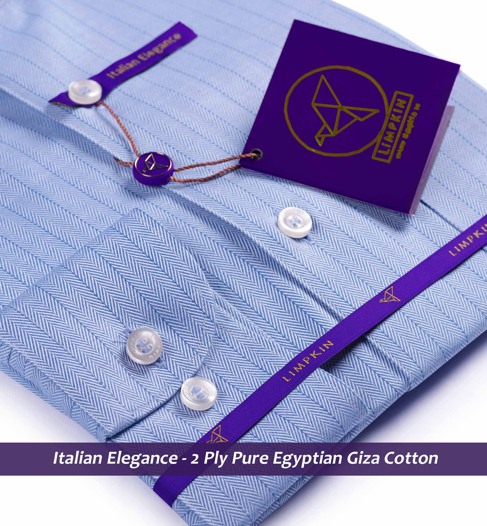 Petersburg- Sky Blue MÃƒÂ©lange Herringbone Stripe