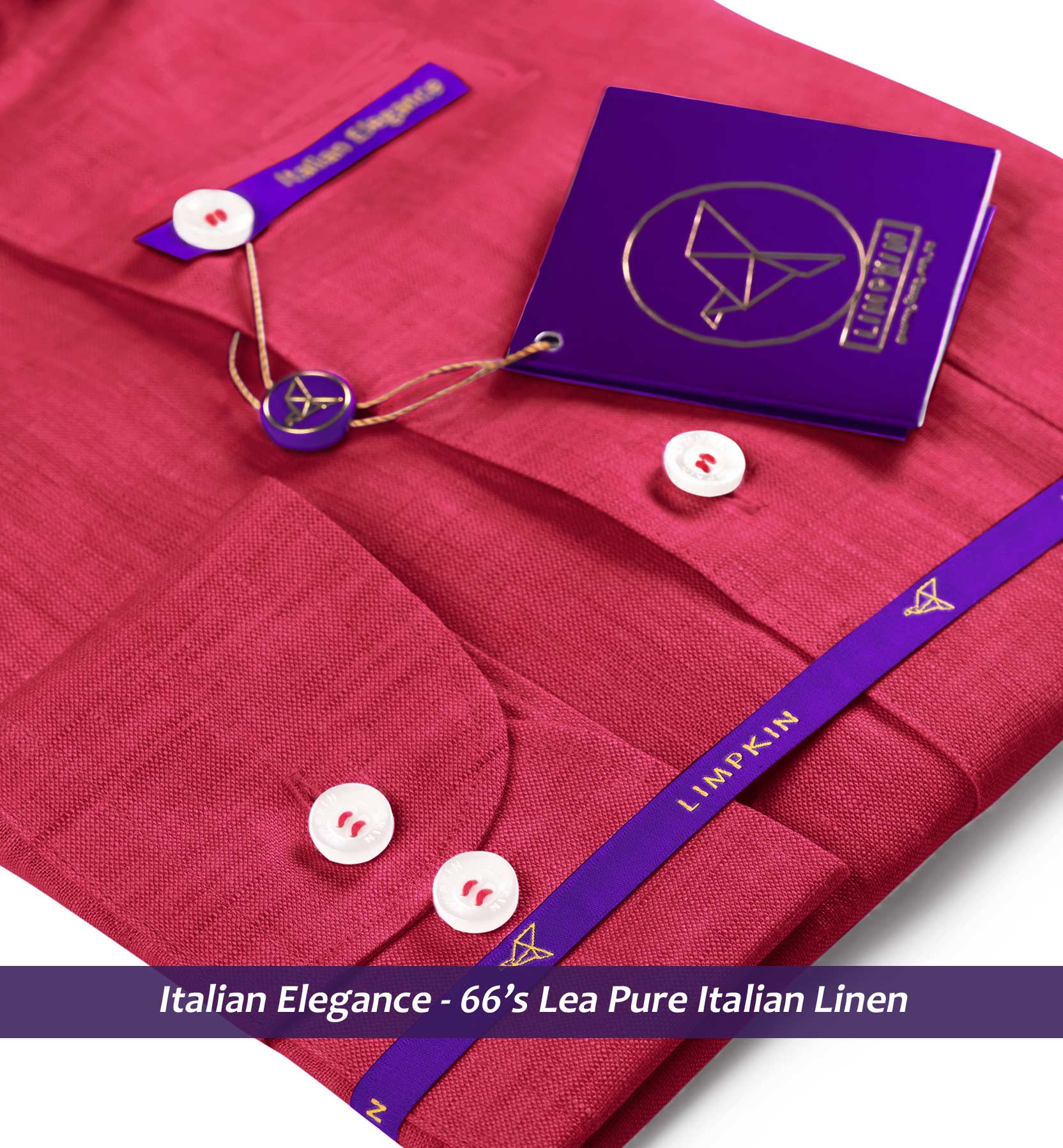 Turin- Crimson Red Solid Linen- 66's Lea Pure Italian Linen