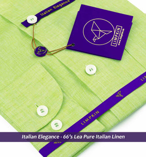 Cardiff- Lime Green Solid Linen- 66's Lea Pure Italian Linen