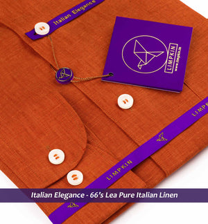 Nikiti- Marmalade Orange Solid Linen- 66's Lea Pure Italian Linen