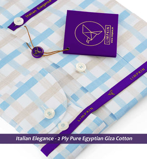 Reggio- Turquoise Blue & Beige Check