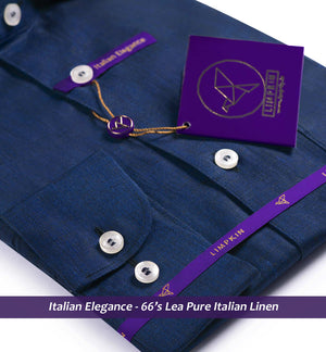 Edison- Navy Solid Linen- 66's Lea Pure Luxury Linen