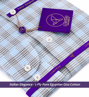 Cleveland- Azure Blue & Pewter Grey Check