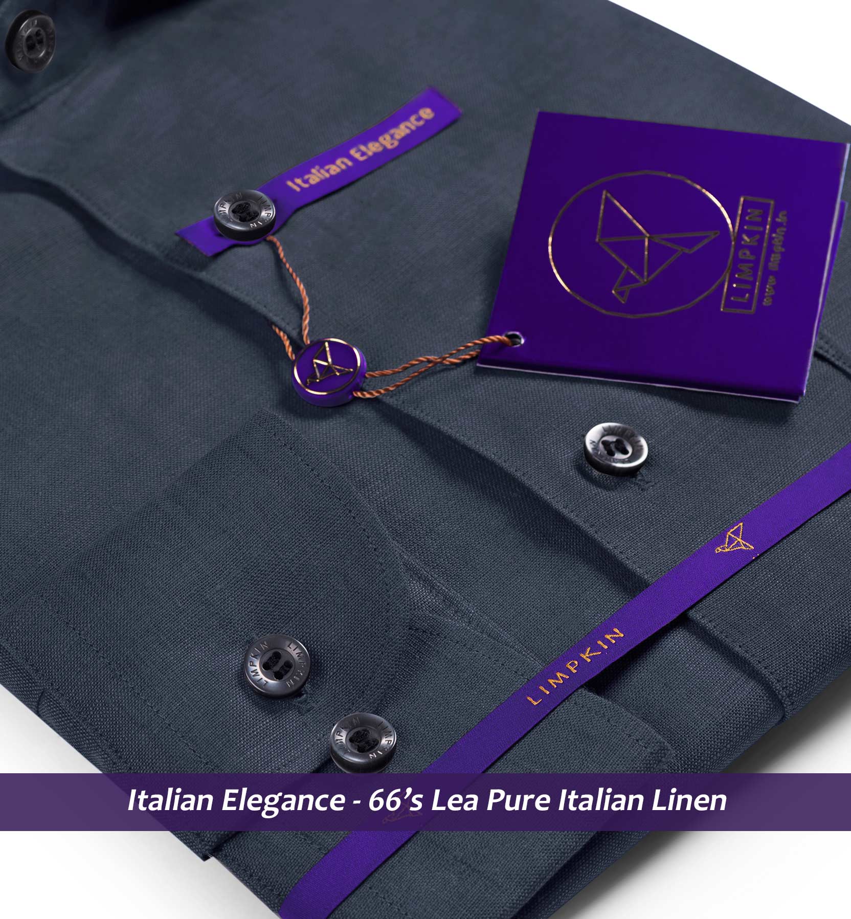 Seville- Slate Grey Solid Linen- 66's Lea Pure Italian Linen