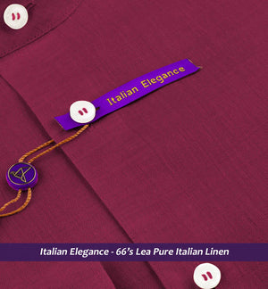 Elmira- Magenta Solid Linen- Mandarin Collar
