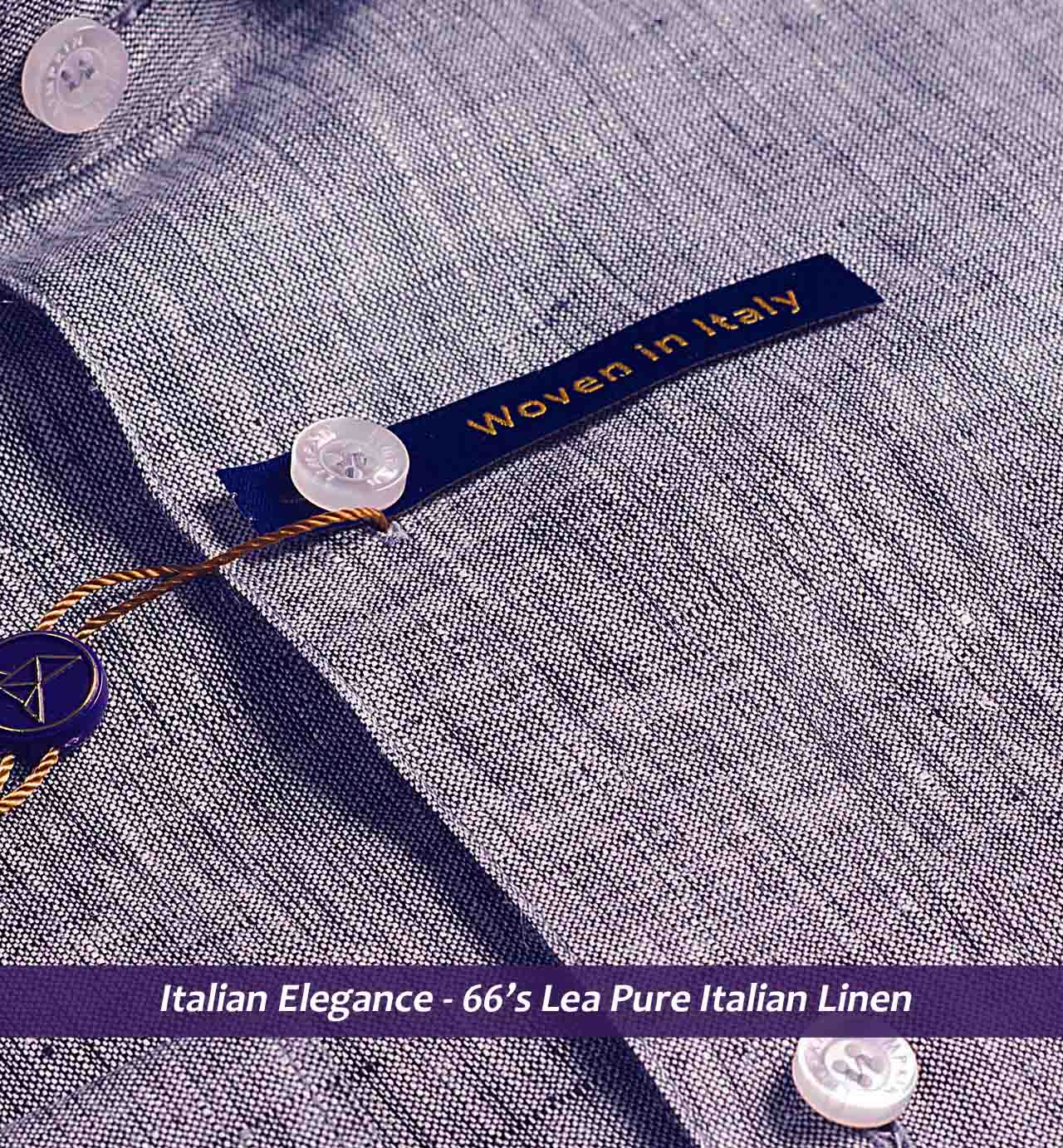 Steel Grey Solid Linen- 66's Lea Pure Italian Linen