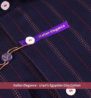 California- Dark Navy & Burgundy Stripe