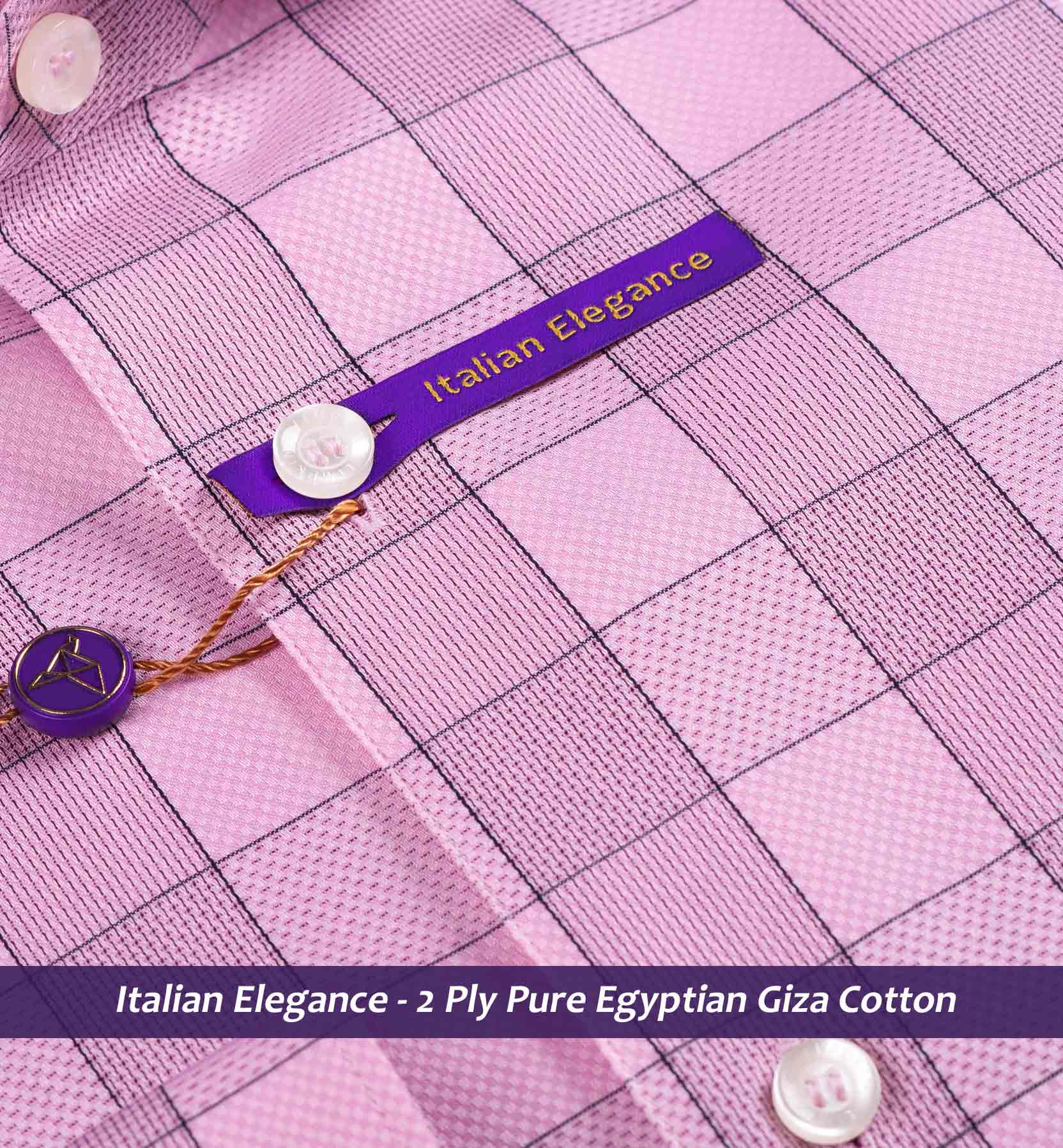 Florida- Flamingo Pink & Grey Check- 2 Ply Pure Egyptian Giza Cotton